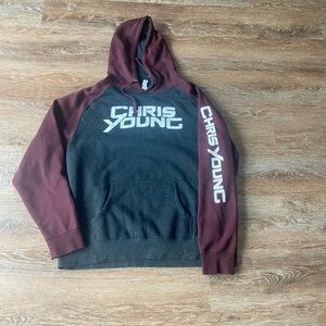 Chris Young Concert Tour  Maroon and Black Men's Hoodie Large